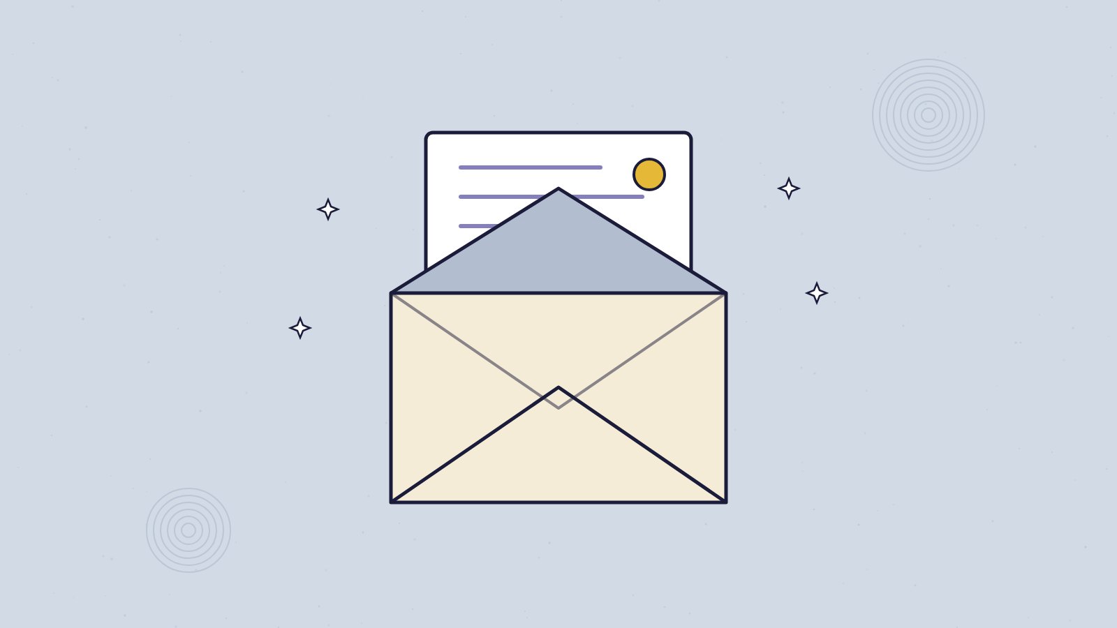 An open envelope with a letter rising out of it