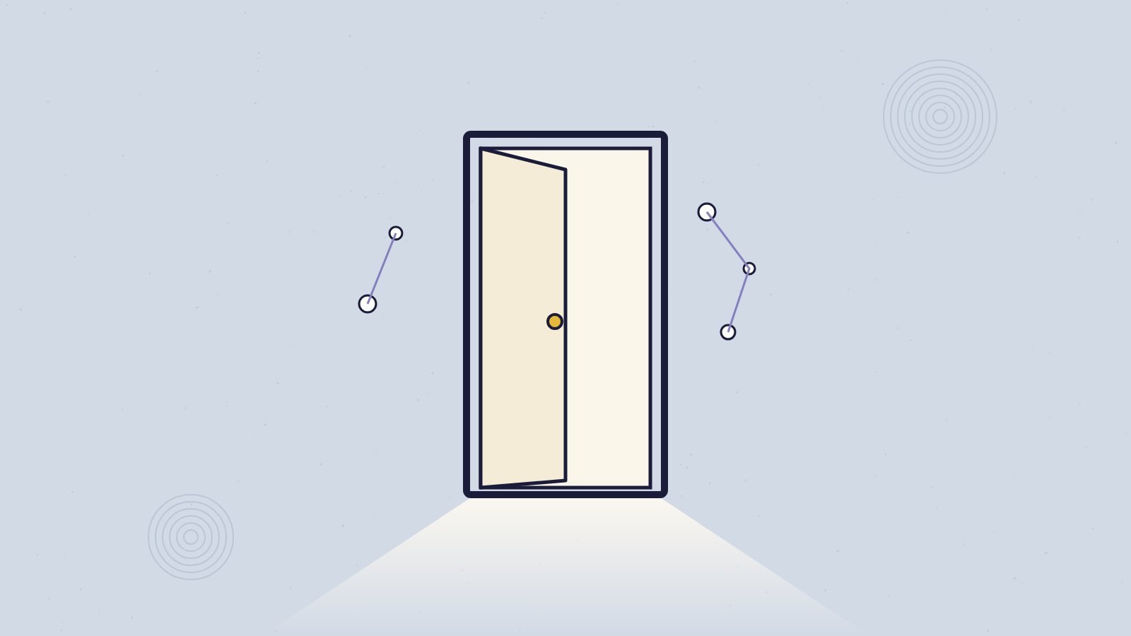A door standing ajar with light spilling out