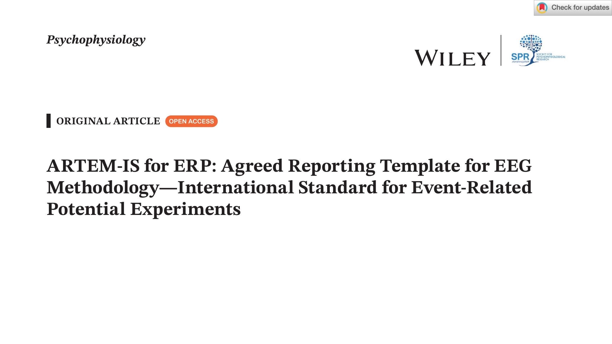 ARTEM-IS: A reporting standard for EEG methodology in science