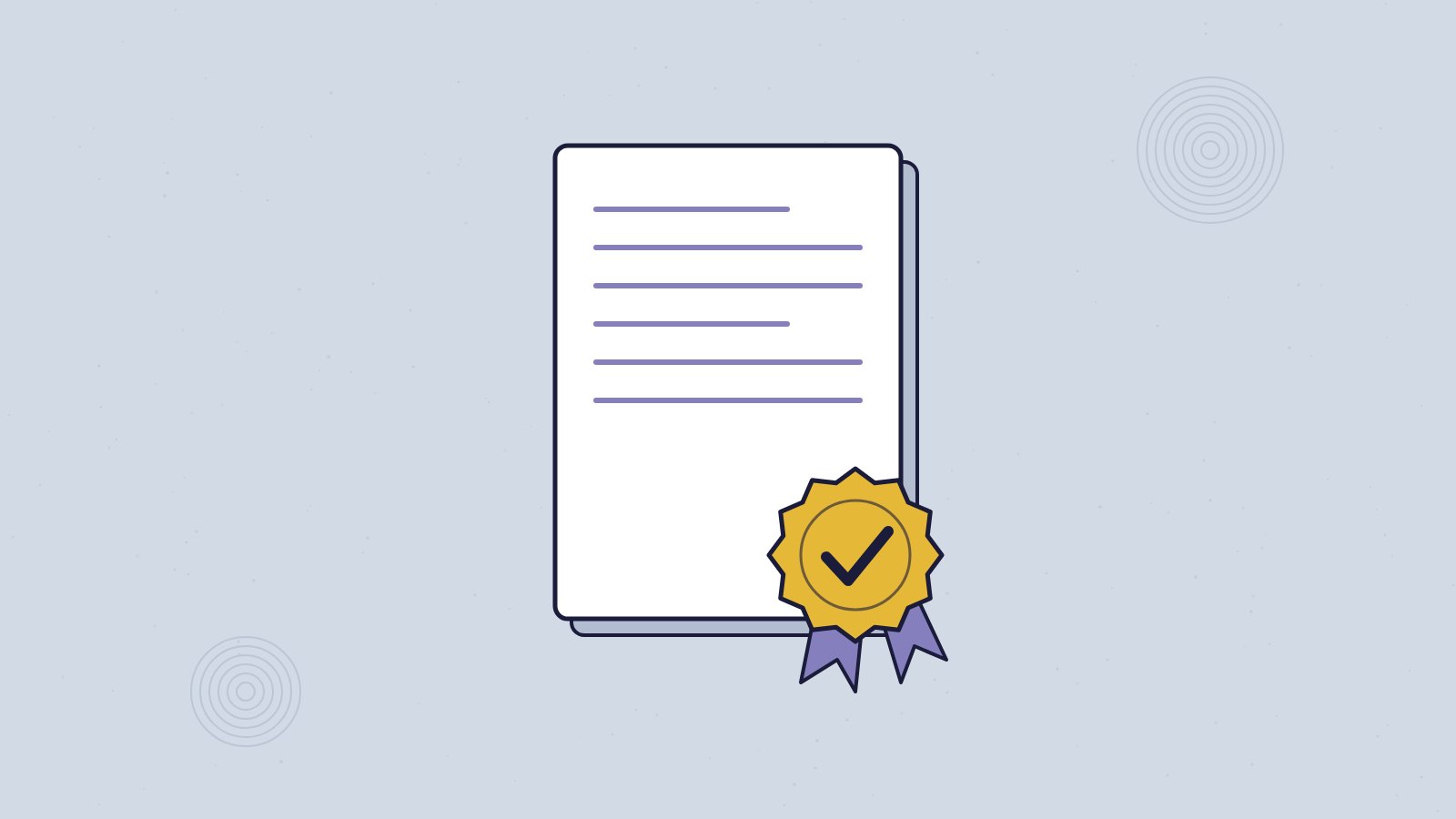 A document with a gold seal and a tick